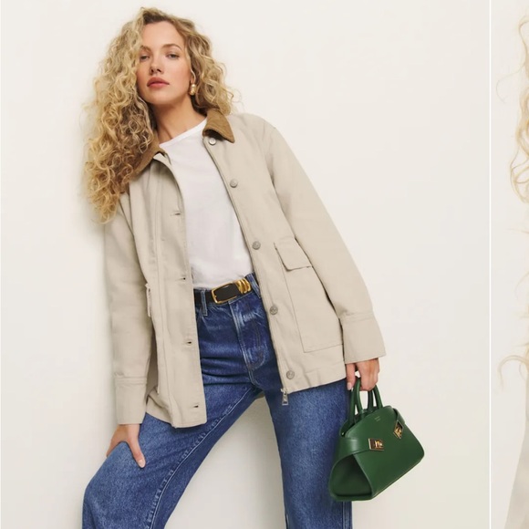 Reformation Archer Denim Jacket Coyote - Size S - Picture 3 of 10